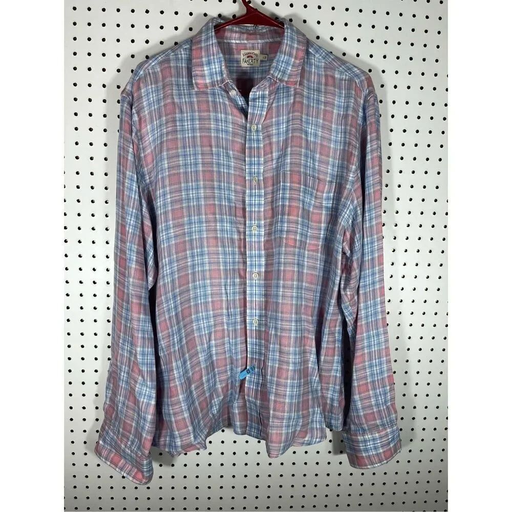 Faherty button down linen shirt size L